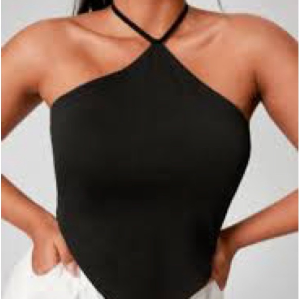 Black Forever 21 halter tie crop top
